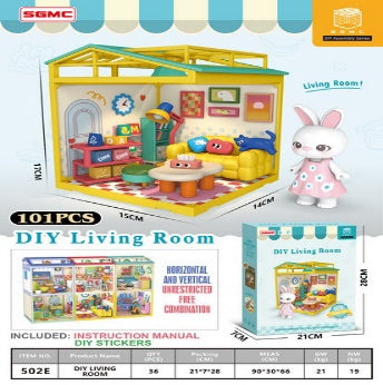 101 Piece DIY Living Room Miniature Assembly Set Yellow