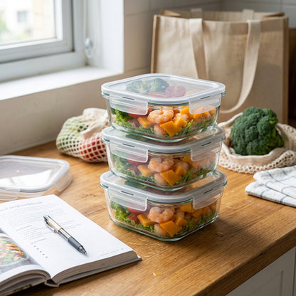 CH 520ml 3 Piece Square Glass Container Set Clear