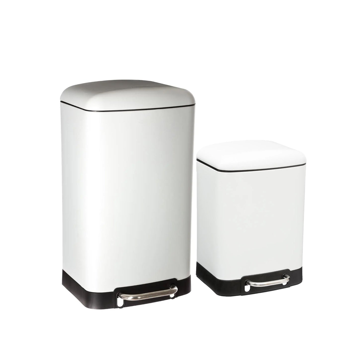 Five 2 Piece Dustbin Set White