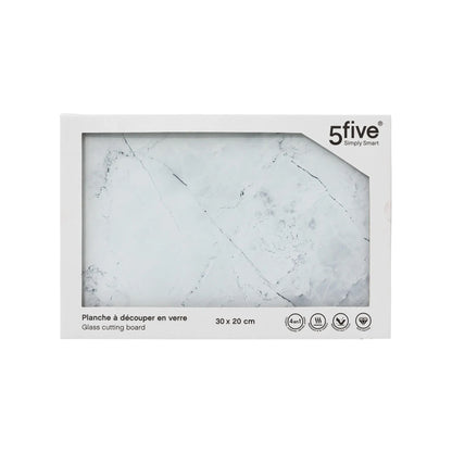 Five 30 x 40cm Glass Cutting Board White