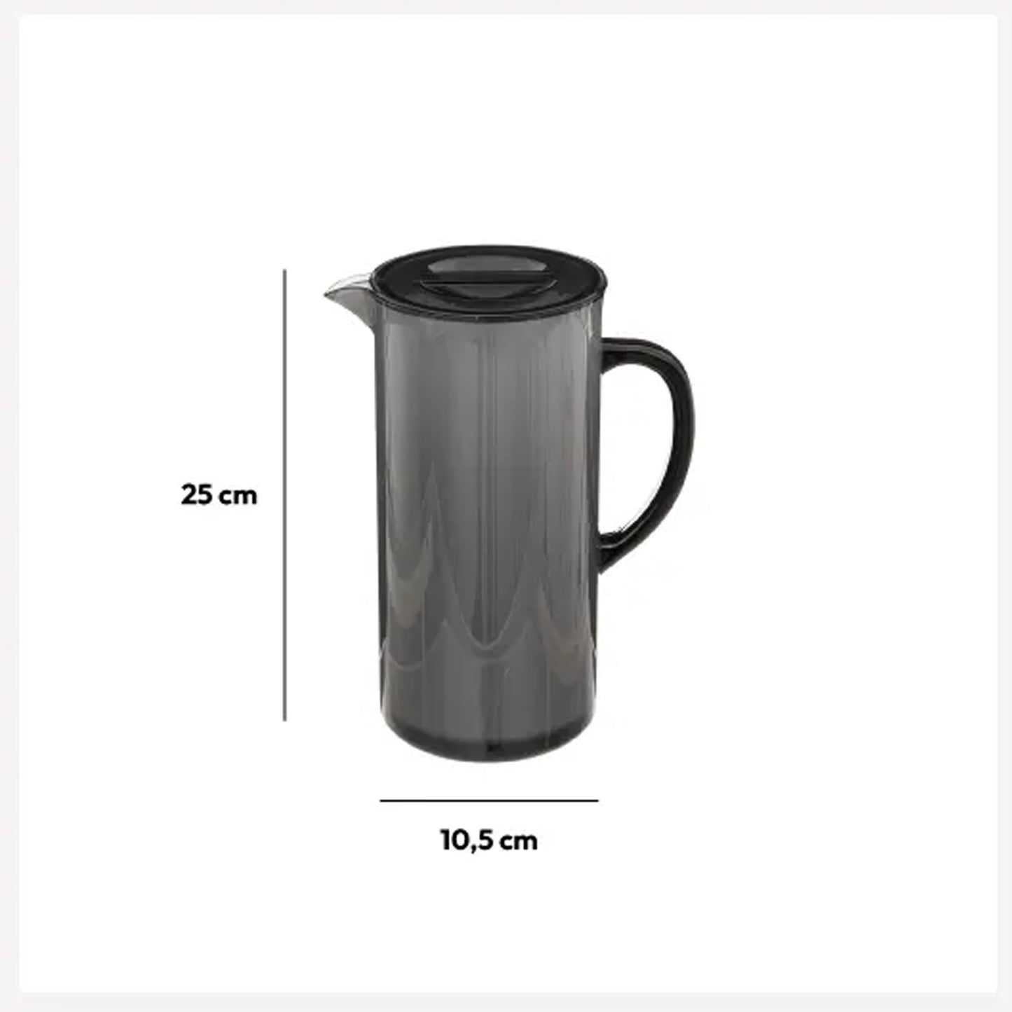 Five 1.95Lt Square Pitcher with Lid Charcoal