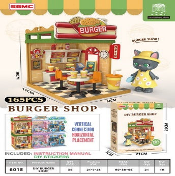 165 Piece DIY Burger Shop Miniature Assembly Set Orange