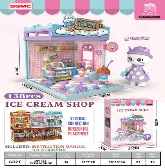 138 Piece DIY Ice Cream Shop Miniature Assembly Set Pink