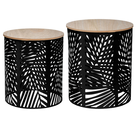 Atmosphera 2 Piece Leaf Nesting Tables Black