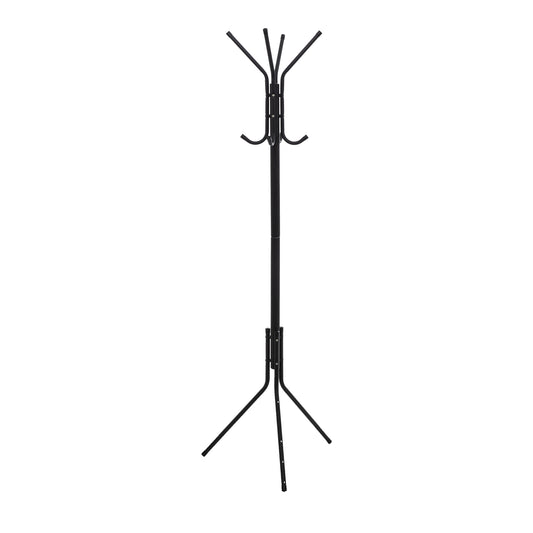 Five Coat Rack with 8 Metal Hooks Black