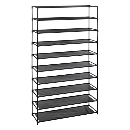 Five 10-Tier Shoe Rack Black