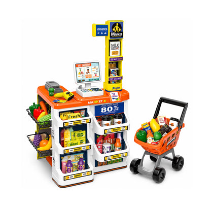 60 Piece Supermarket Cash Register Play Set Orange