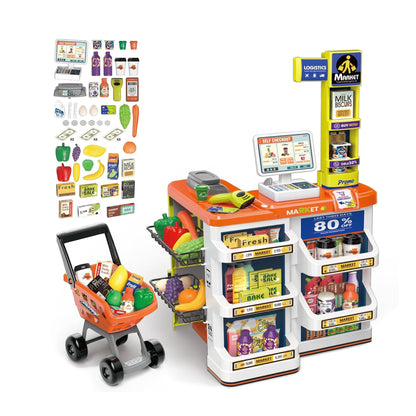 60 Piece Supermarket Cash Register Play Set Orange