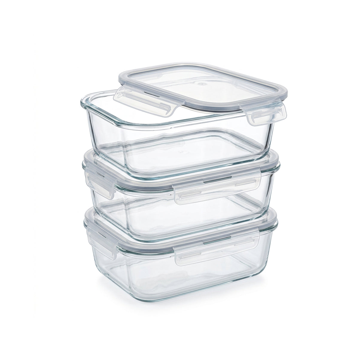 CH 640ml 3 Piece Rectangular Glass Container Set Clear