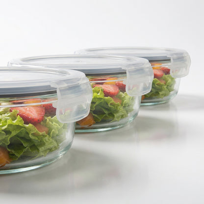 CH 650ml 3 Piece Round Glass Container Set Clear