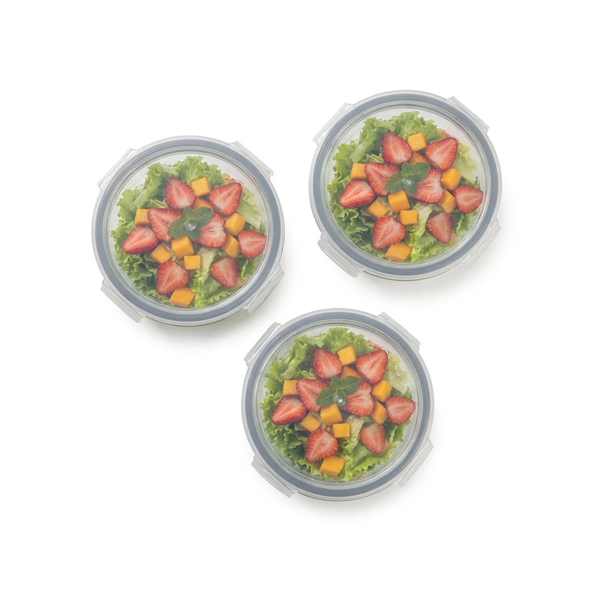 CH 650ml 3 Piece Round Glass Container Set Clear