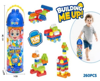 260 Piece Building Me Up Building Blocks Bottle Blue