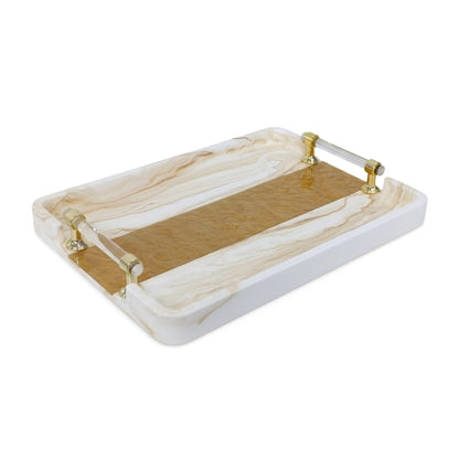 Marble Design Serving Tray Brown & White