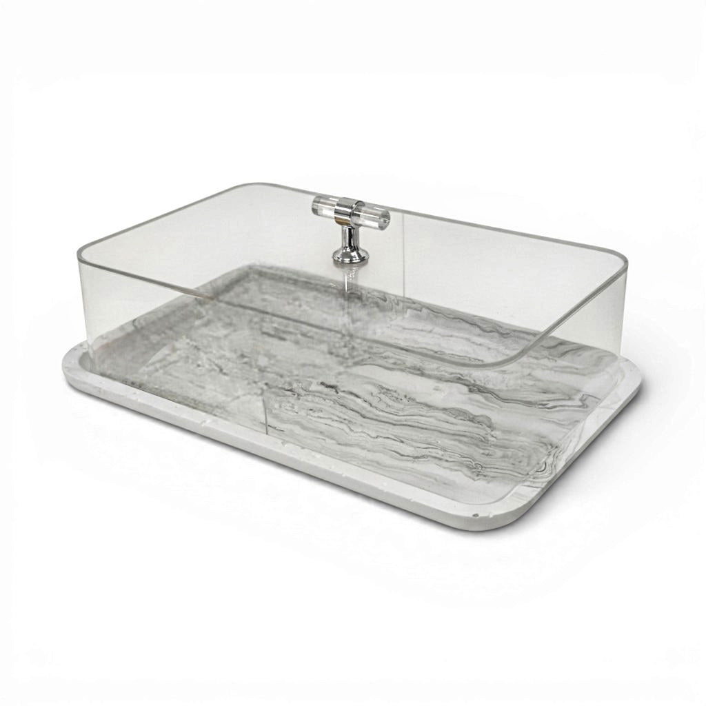 Marble Design Cake Server Black & White