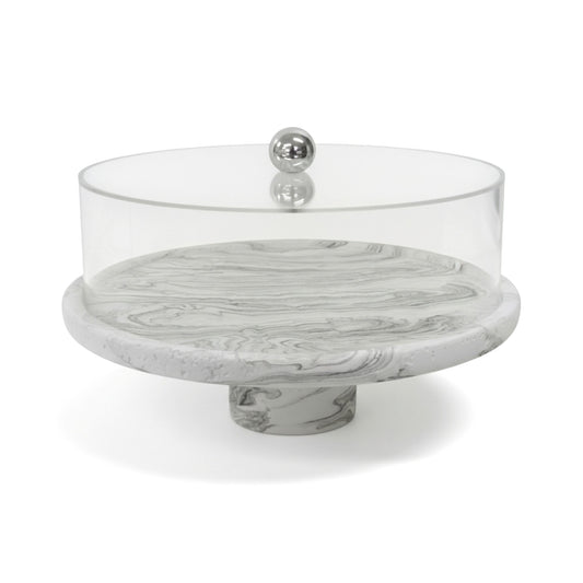 Marble Design Round Cake Stand Black & White