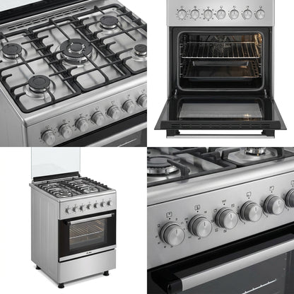 ELBA ESSENTIAL 60CM 4 BURNER GAS STOVE WITH ELECTRIC OVEN - STAINLESS STEEL + FREE TOTAI HEATER