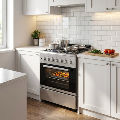 ELBA ESSENTIAL 60CM 4 BURNER GAS STOVE WITH GAS OVEN - STAINLESS STEEL + FREE TOTAI HEATER