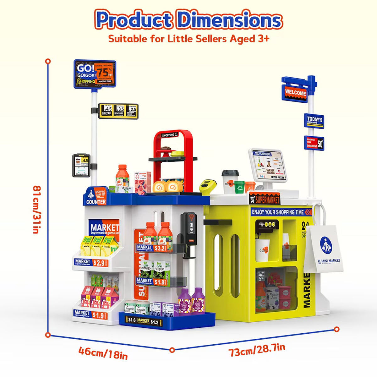 67 Piece 2-in-1 Supermarket Play Set with Light & Sound Green