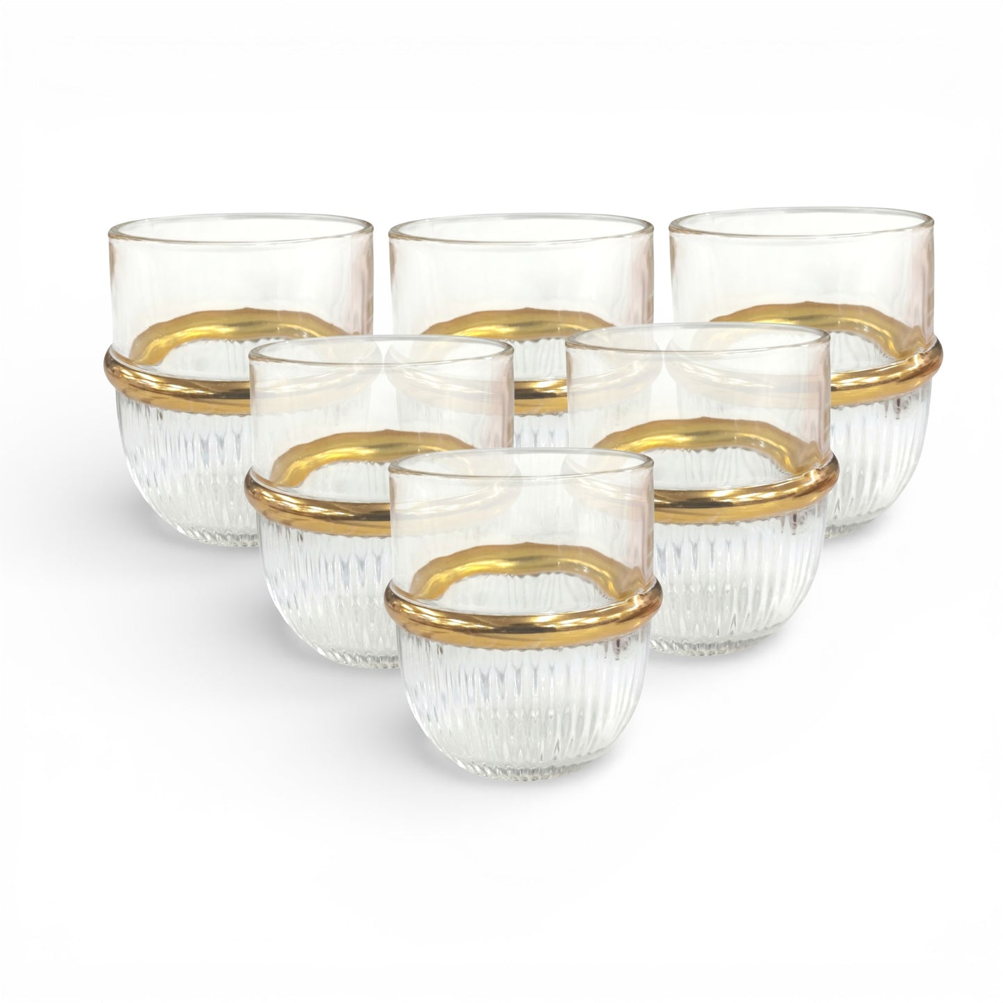 6 Piece Tumbler Set Clear & Gold