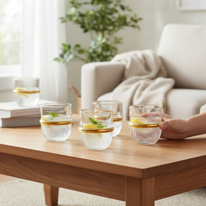 6 Piece Tumbler Set Clear & Gold