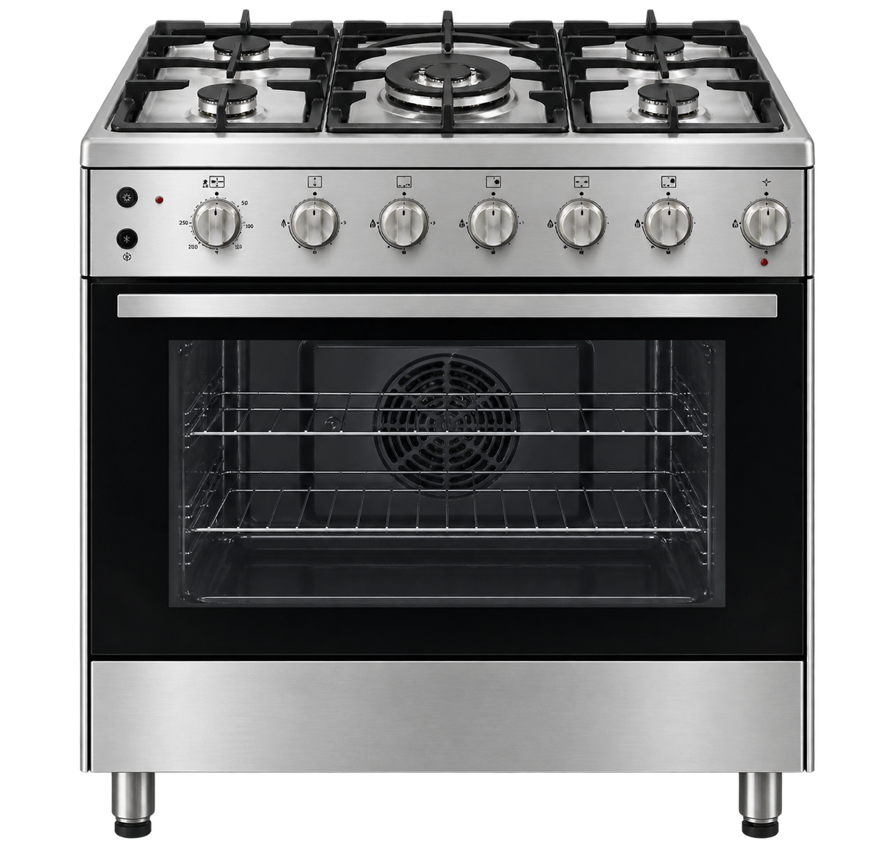 Elba 90cm 5 Burner Gas Stove with Electric Oven - Stainless Steel