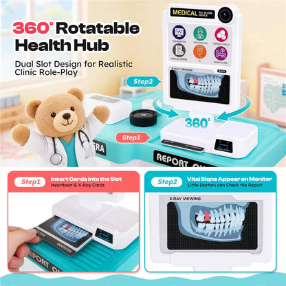 77 Piece 2-in-1 Medical Counter Doctor Play Set with Light & Sound Teal