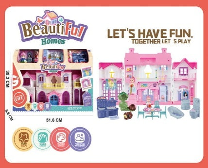 Beautiful Homes Villa Play Set with Light & Sound Pink