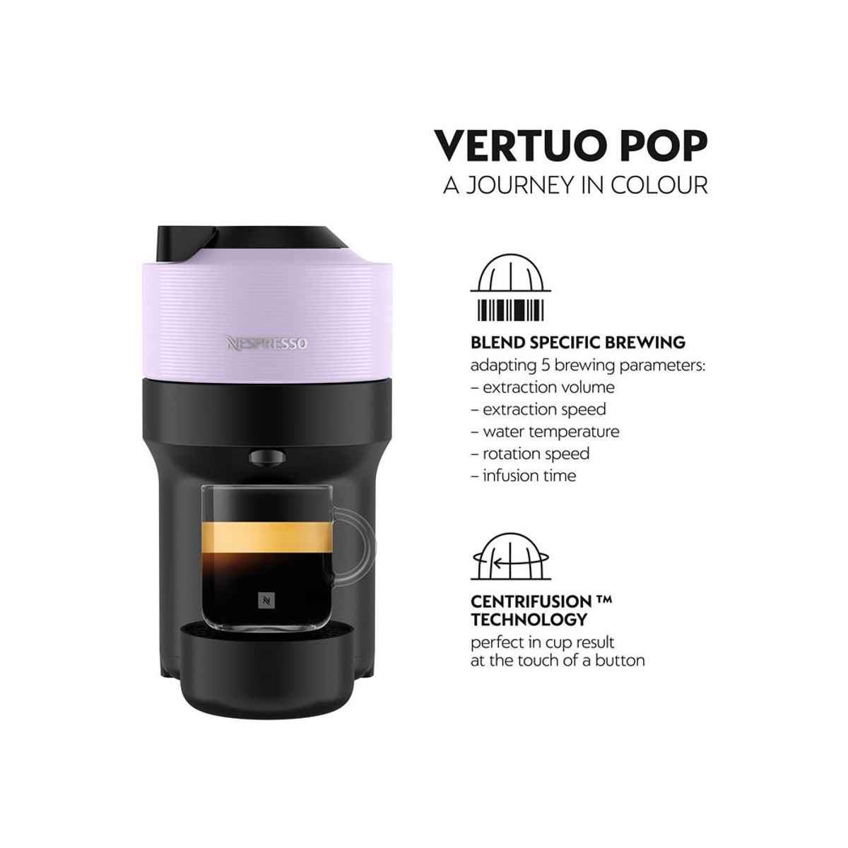 Nespresso Vertuo Pop Lilac brewing