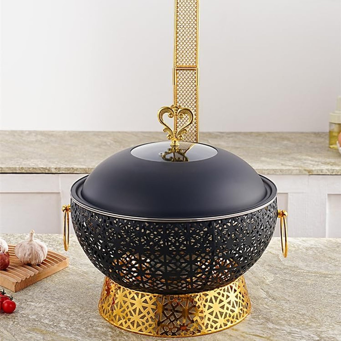 Stainless Steel 8Lt Chafing Dish Black & Gold