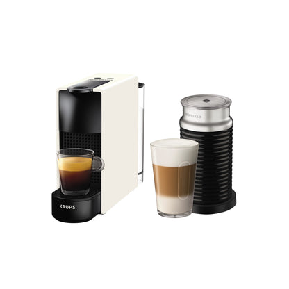 Nespresso Mini Essenza Bundle Automatic Espresso Machine with Aeroccino Milk Frother Pure White