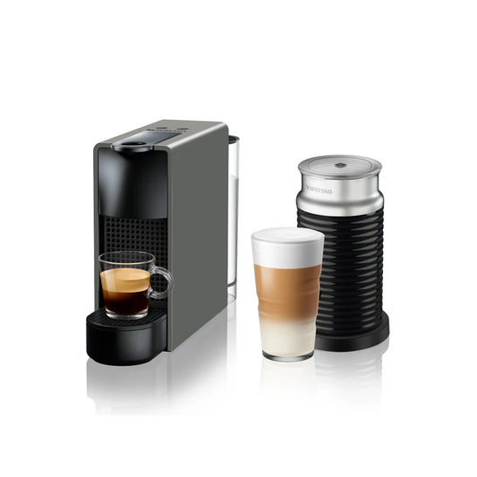 Nespresso Mini Essenza Bundle Automatic Espresso Machine with Aeroccino Milk Frother Intense Grey