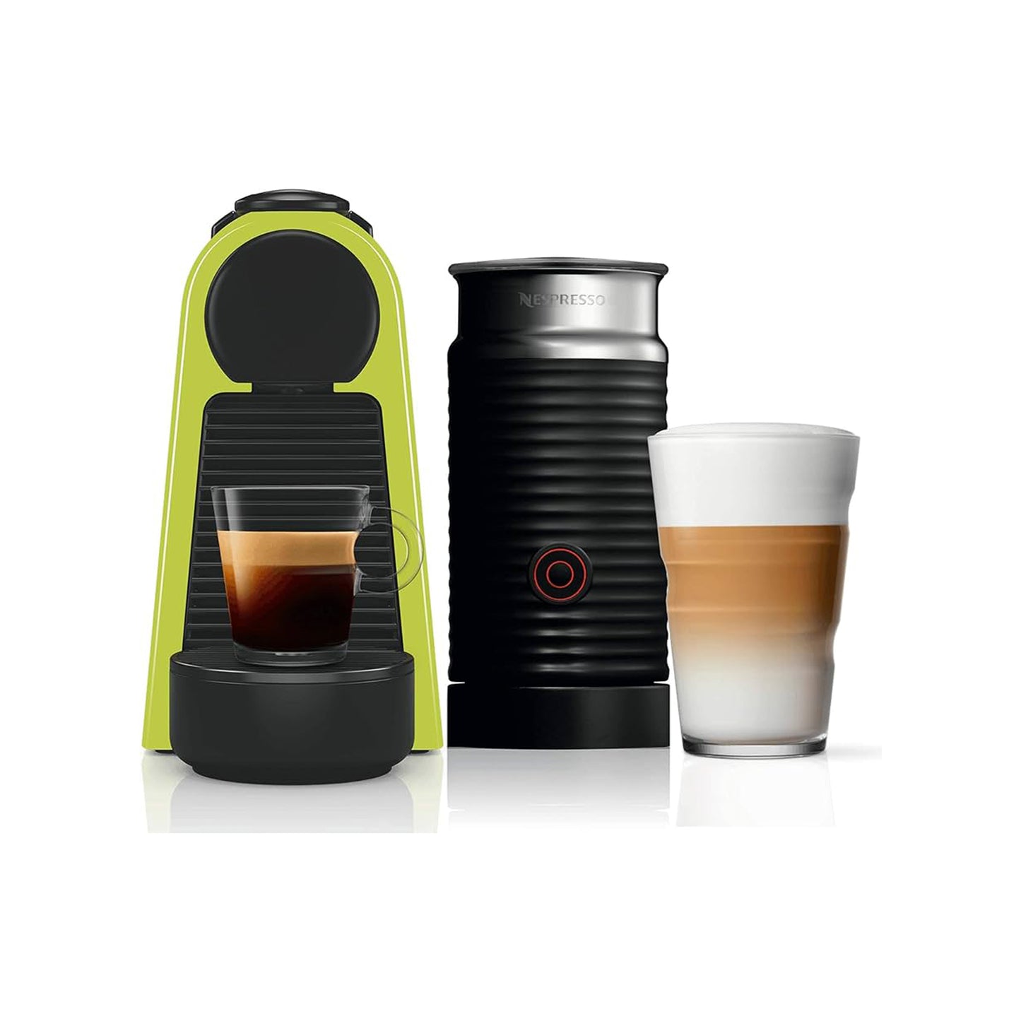 Nespresso Mini Essenza Bundle Automatic Espresso Machine with Aeroccino Milk Frother Lime Green