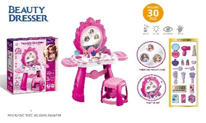 30 Piece Beauty Dresser Make-Up Set with Light & Music Pink