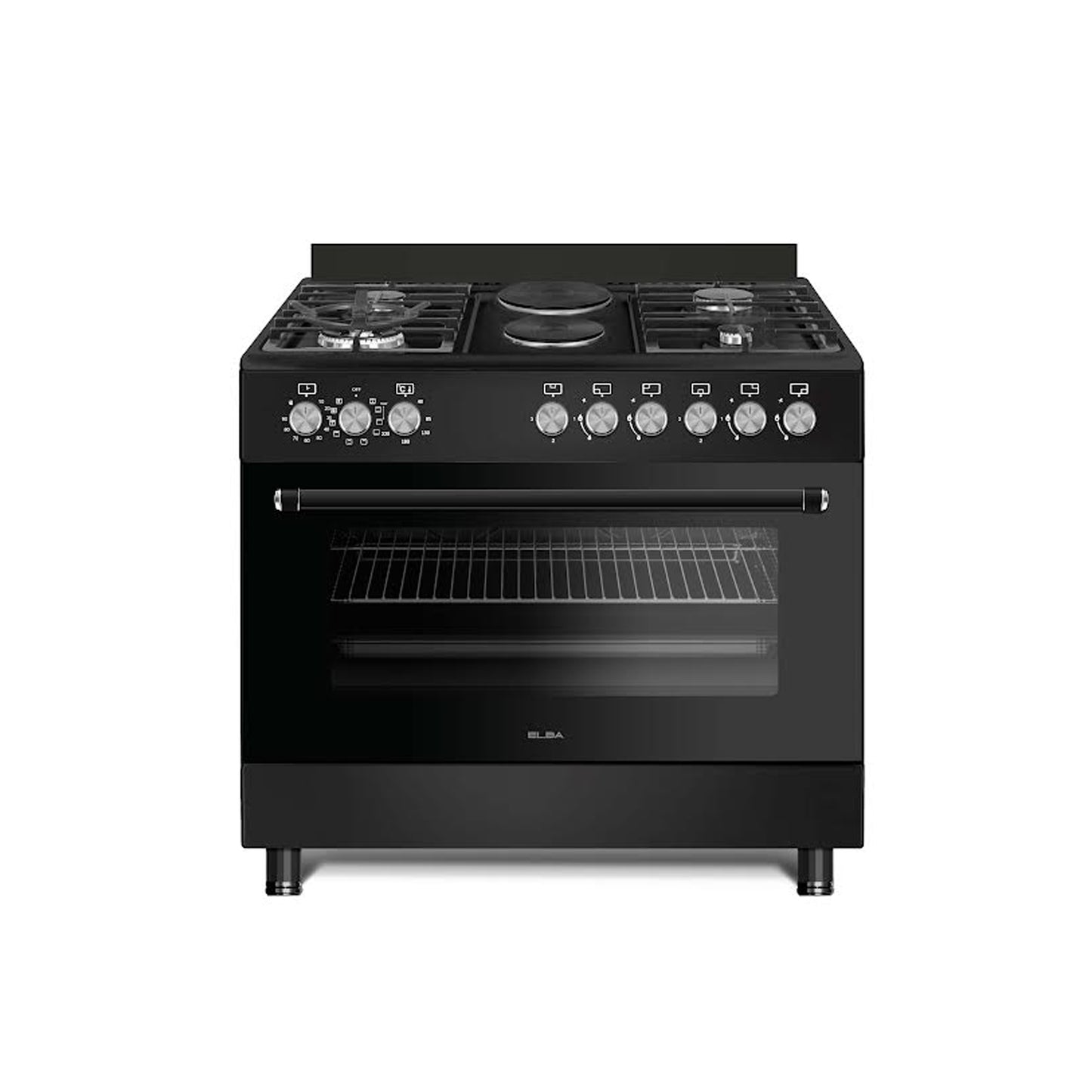 Elba Essential 90cm 4 Burner 2 electric Gas/Electric Stove Black + FREE TOTAI HEATER