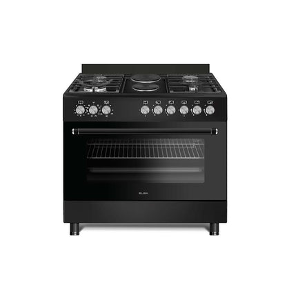 Elba Essential 90cm 4 Burner 2 electric Gas/Electric Stove Black + FREE TOTAI HEATER