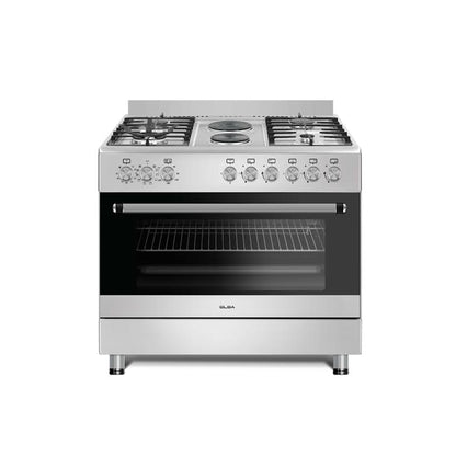 Elba Essential 90cm 4 Burner Gas Stove With 2 Electric Solid Plates & Electric Oven Stainless Steel + FREE Totai 85 Piece Tool Kit