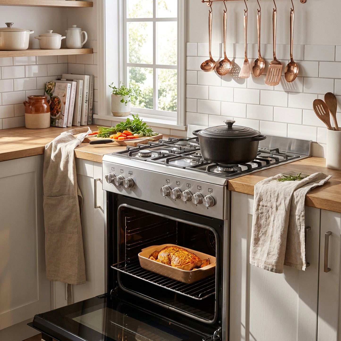 Elba Essential 90cm 5 Burner Gas Stove & Gas Oven - Stainless Steel + FREE TOTAI HEATER