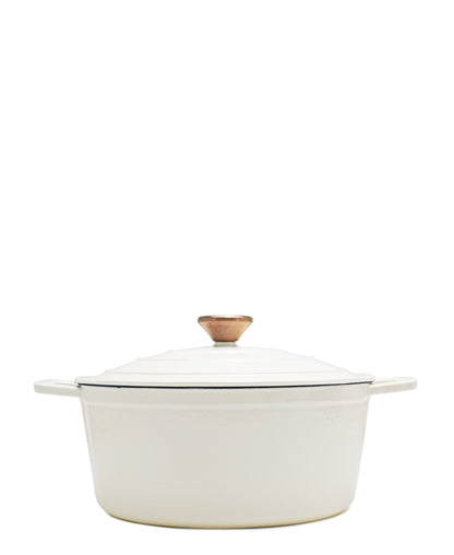 Aqua Enamel Cast Iron Casserole 4,8Litre - White with Bronze Lid