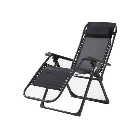 Exotic Designs Adjustable Folding Recliner Outdoor Chair Black
