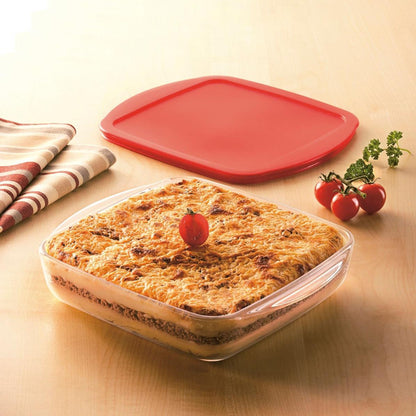 Aqua 2lt Square Baking Tray with Lid Red