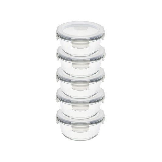 Aqua 5 Piece 400ml Glass Food Storage Container Set Clear