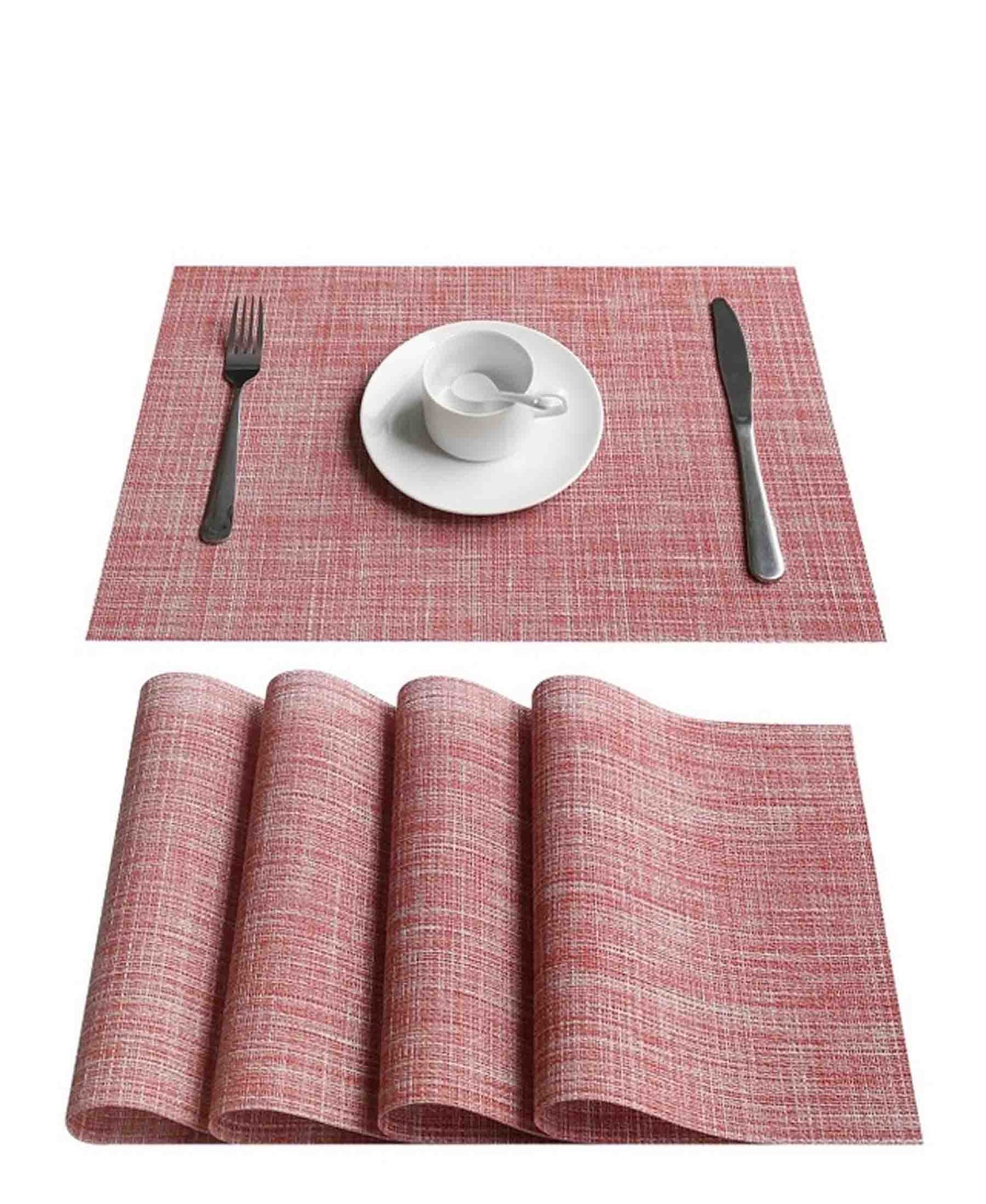 Aqua 4 Piece Weave Placemat Set - Red