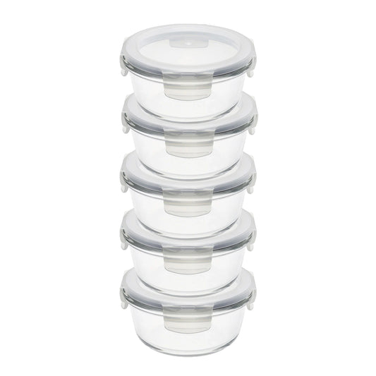 Aqua 5 Piece 950ml Glass Food Storage Container Set Clear