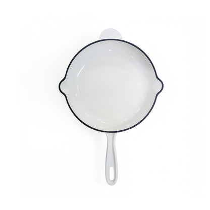 Aqua Enamel Cast Iron Fry Pan - White