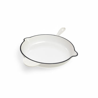 Aqua Enamel Cast Iron Fry Pan - White