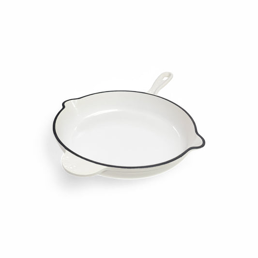 Aqua Enamel Cast Iron Fry Pan - White