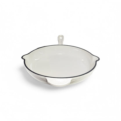 Aqua Enamel Cast Iron Fry Pan - White