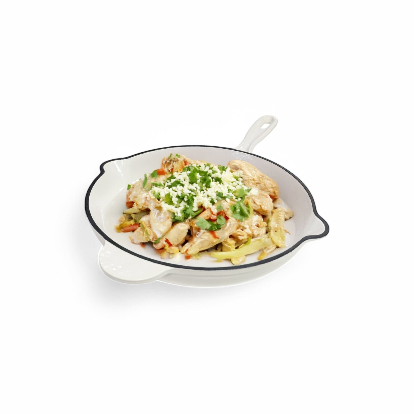 Aqua Enamel Cast Iron Fry Pan - White