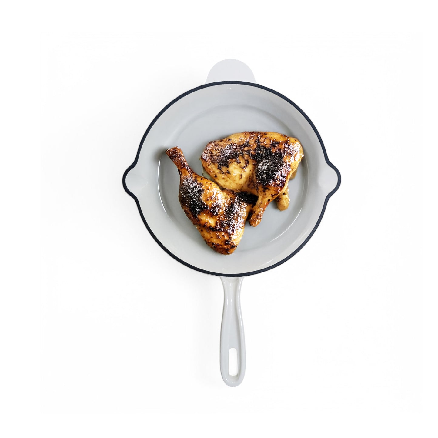 Aqua Enamel Cast Iron Fry Pan - White