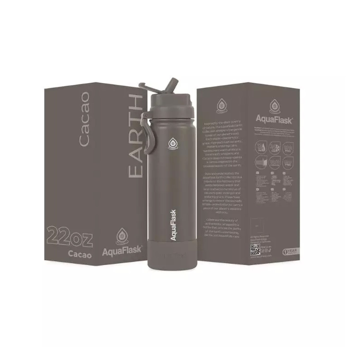 Aquaflask Earth Flipsip 650ml Flask Cacao